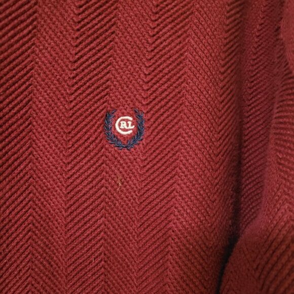 Chaps Ralph Lauren Burgundy‎ Sweater L/G 100% Cotton Office Preppy Dadcore - Picture 2 of 9